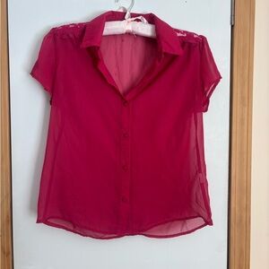 Women's Sheer Button-Up Blouse
